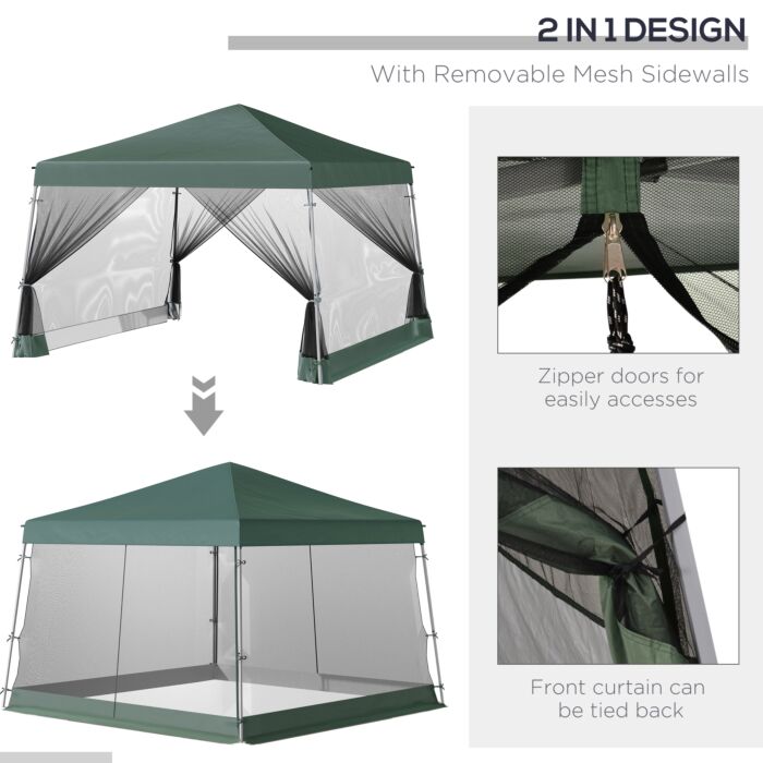 Outsunny 3.6m X 3.6m Pop Up Steel Frame Garden Gazebo Green