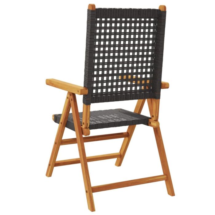 Vidaxl Reclining Garden Chairs 6 Pcs Black Poly Rattan And Solid Wood