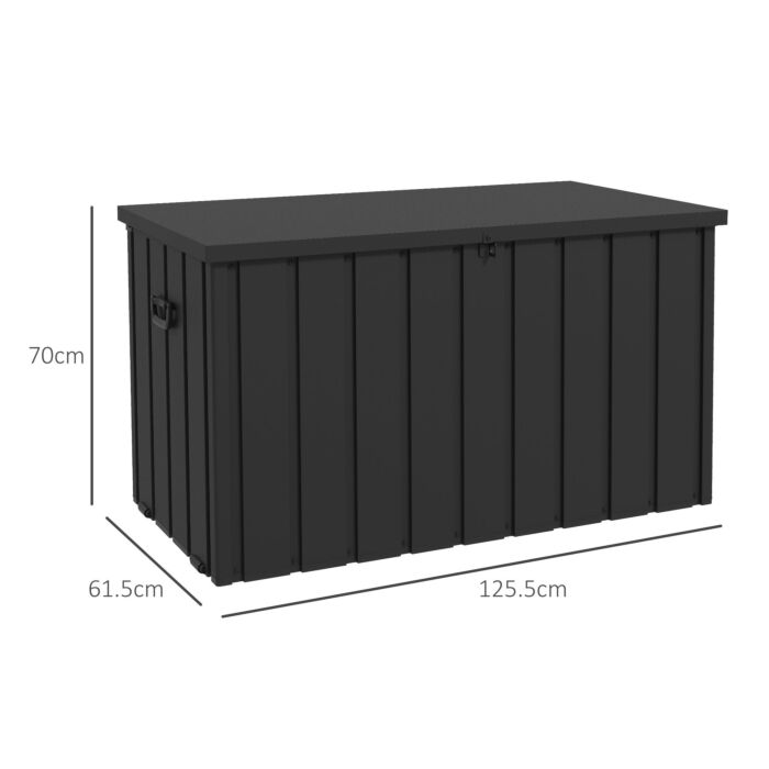Outsunny 450l Galvanised Steel Garden Storage Box, With Wheels - Dark Grey