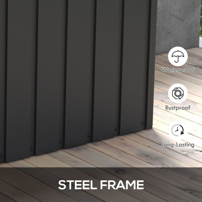 Outsunny 450l Galvanised Steel Garden Storage Box, With Wheels - Dark Grey