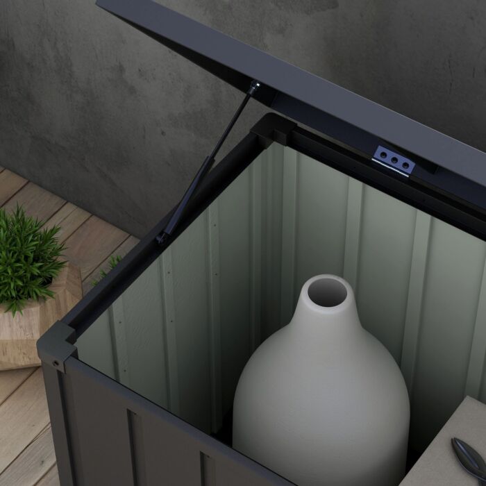Outsunny 450l Galvanised Steel Garden Storage Box, With Wheels - Dark Grey