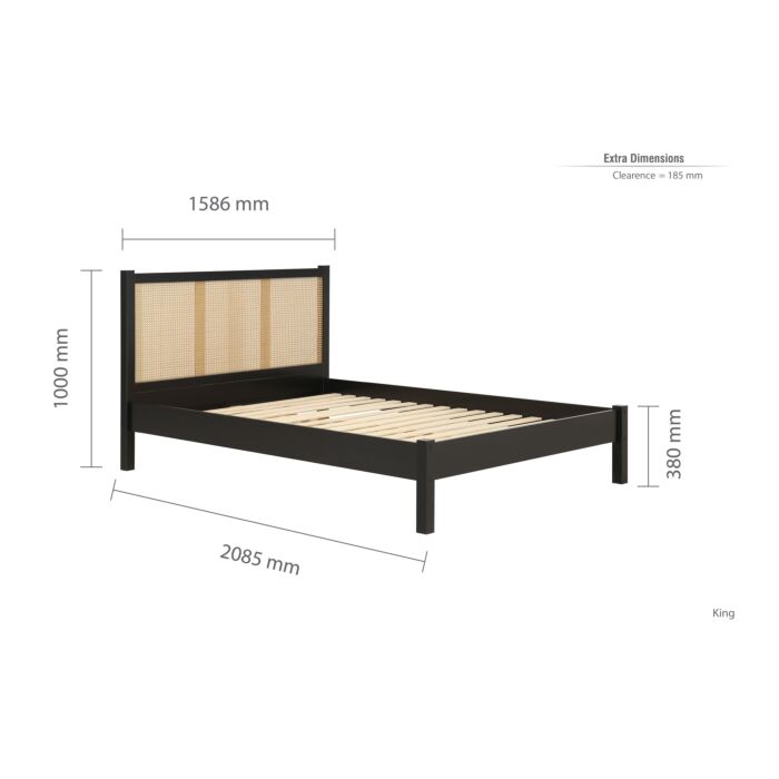 Croxley King Rattan Bed Black