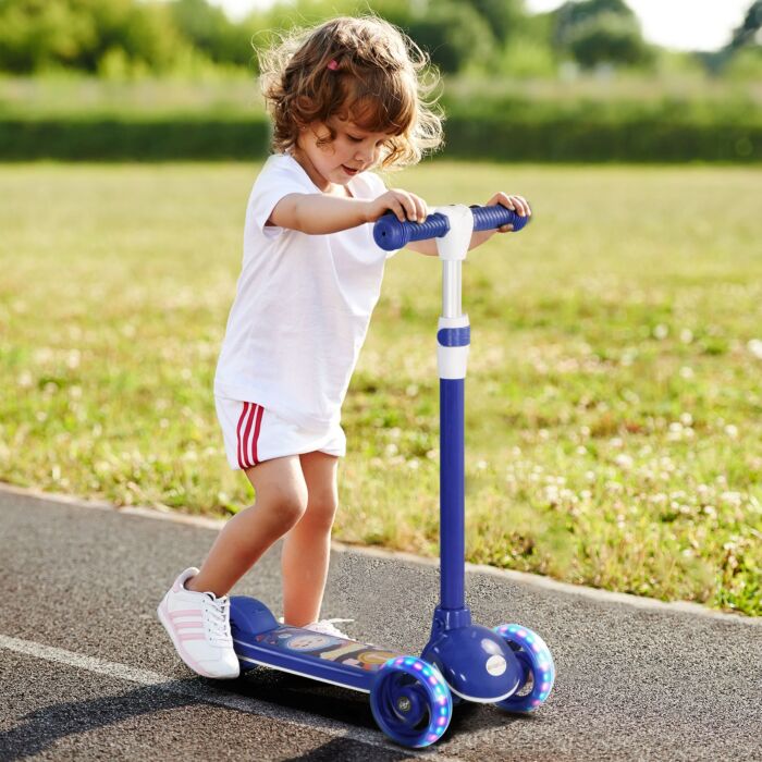 Aiyaplay Kids 3 Wheel Scooter For 2-6 Years Old W/ Adjustable Height, Led Light, Tpe Handlebar, Blue