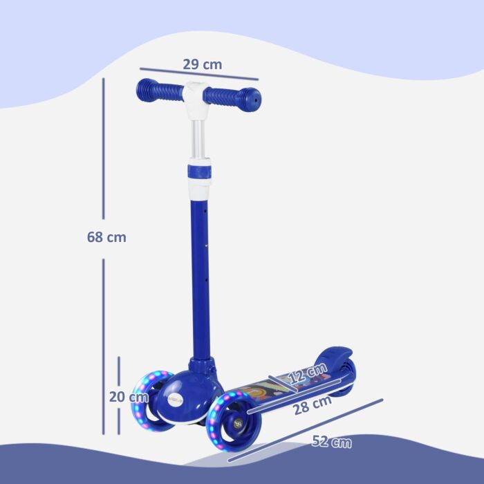 Aiyaplay Kids 3 Wheel Scooter For 2-6 Years Old W/ Adjustable Height, Led Light, Tpe Handlebar, Blue