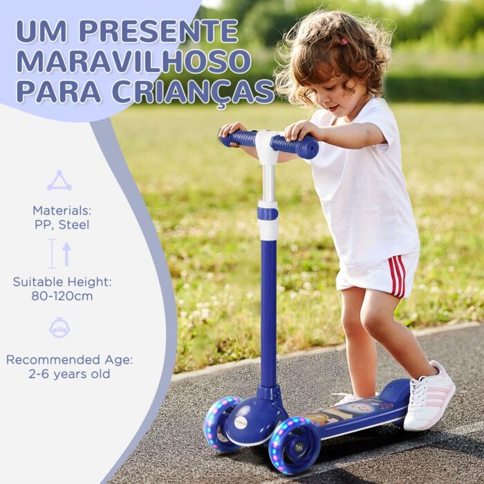Aiyaplay Kids 3 Wheel Scooter For 2-6 Years Old W/ Adjustable Height, Led Light, Tpe Handlebar, Blue