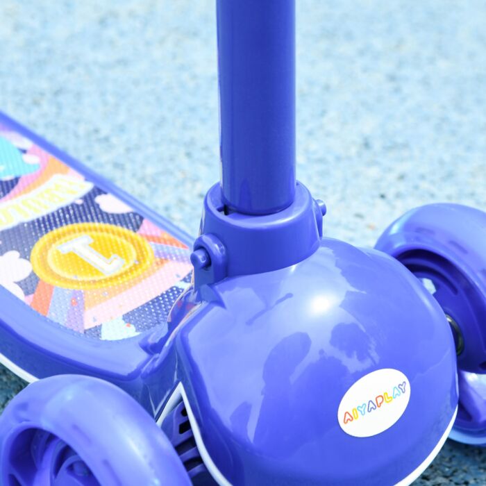 Aiyaplay Kids 3 Wheel Scooter For 2-6 Years Old W/ Adjustable Height, Led Light, Tpe Handlebar, Blue