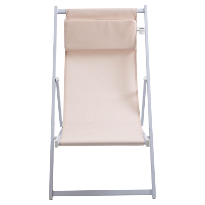 Outsunny Set Of 2 Folding Garden Beach Deck Chairs Deckchairs Seaside Folding Garden Patio Lounger, White