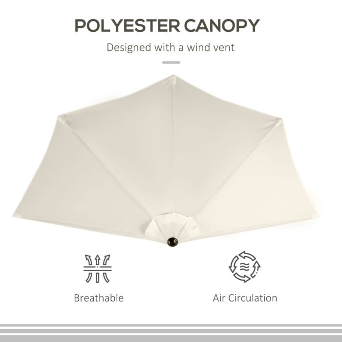 Outsunny 3 M Half Round Umbrella Parasol-white