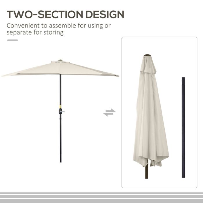Outsunny 3 M Half Round Umbrella Parasol-white