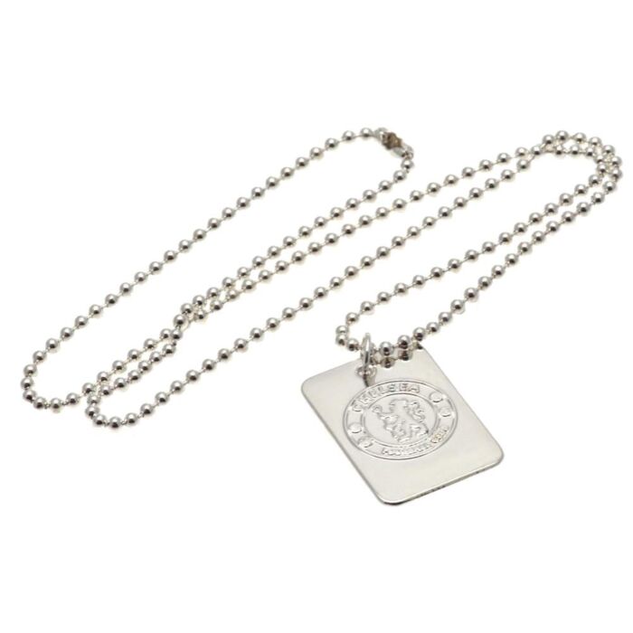 Chelsea Fc Silver Plated Dog Tag & Chain