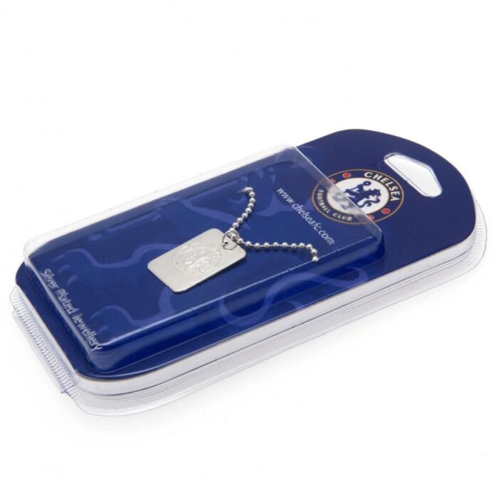 Chelsea Fc Silver Plated Dog Tag & Chain