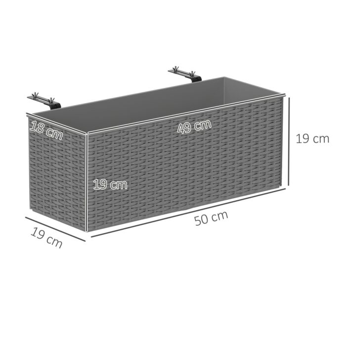 Outsunny Set Of Two Rattan-effect Planters - Grey