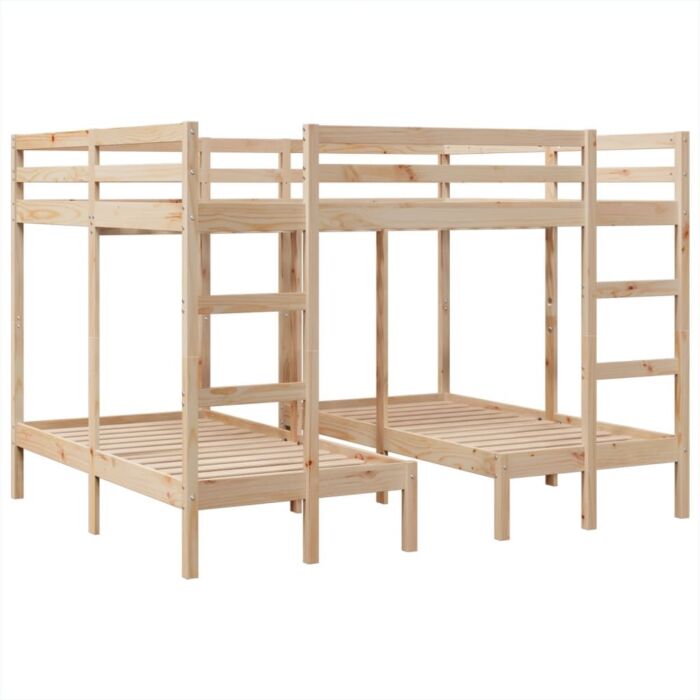 Vidaxl Triple Bunk Bed Frame 140x200/70x140 Cm Solid Wood Pine