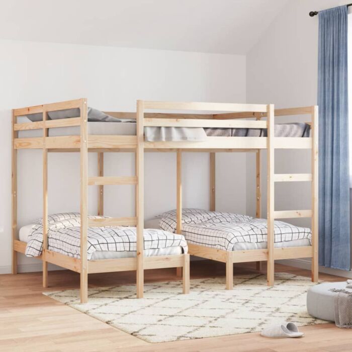 Vidaxl Triple Bunk Bed Frame 140x200/70x140 Cm Solid Wood Pine