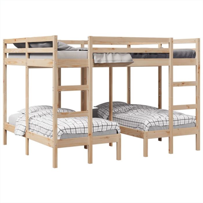 Vidaxl Triple Bunk Bed Frame 140x200/70x140 Cm Solid Wood Pine