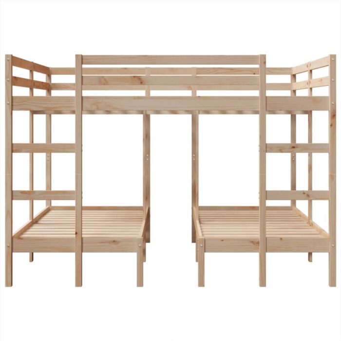 Vidaxl Triple Bunk Bed Frame 140x200/70x140 Cm Solid Wood Pine