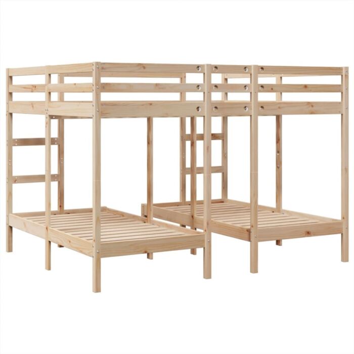 Vidaxl Triple Bunk Bed Frame 140x200/70x140 Cm Solid Wood Pine