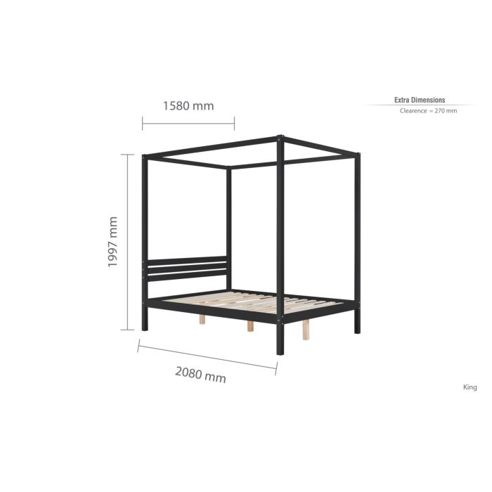 Mercia Four Poster King Bed Black