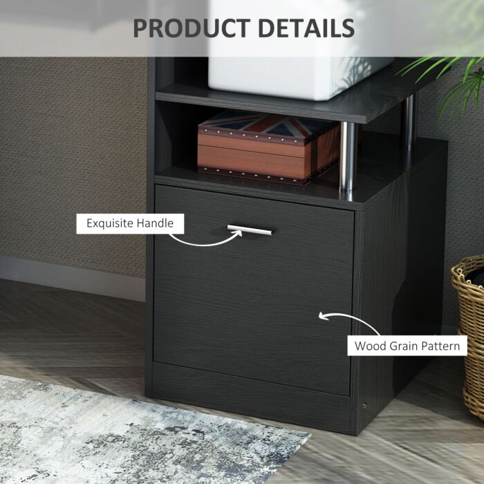 Homcom Computer Desk Pc Workstation With Drawer Shelves Cpu Storage Rack Home Office Furniture (black)