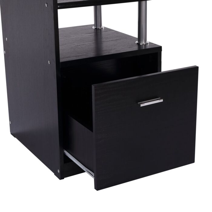 Homcom Computer Desk Pc Workstation With Drawer Shelves Cpu Storage Rack Home Office Furniture (black)
