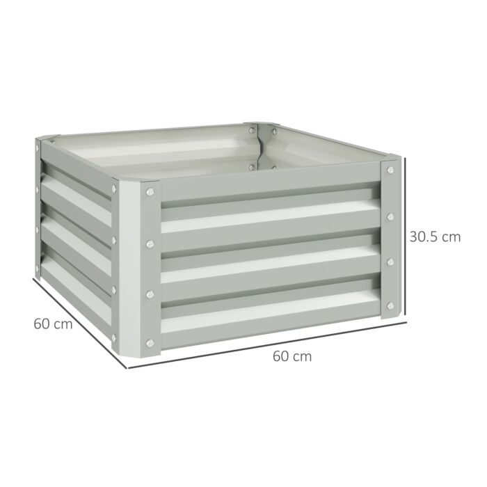 Outsunny Set Of Two 60 X 60cm Steel Planter Boxes - Light Grey