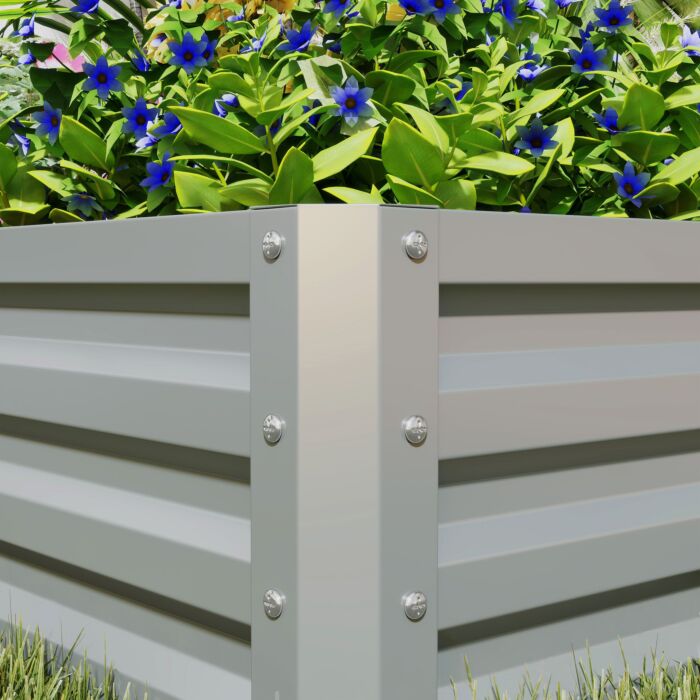 Outsunny Set Of Two 60 X 60cm Steel Planter Boxes - Light Grey