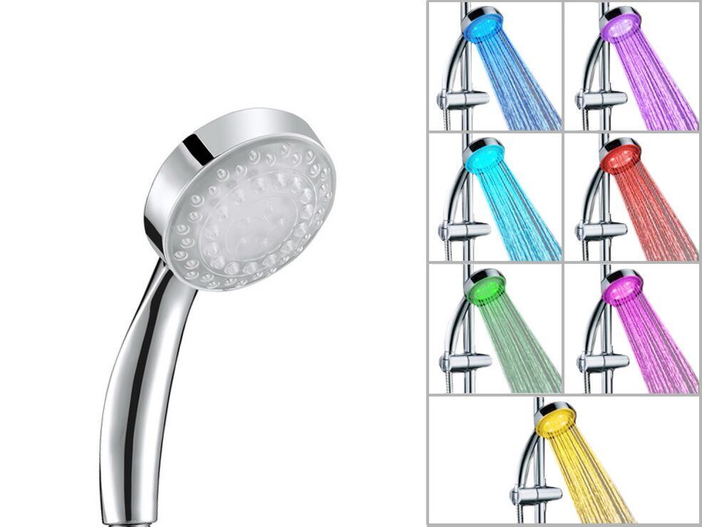 Led Shower Head Silver Changing Multicolour Light Round Beliani