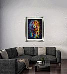 Neon Lion - Framed Art