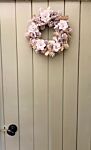 White Flowers & Pinecone Frosted Wreath - 32cm