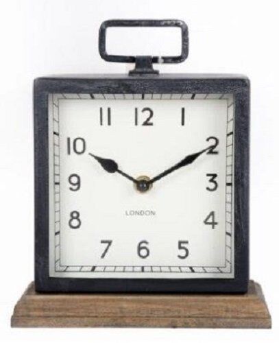 Metal Clock With Wooden Base