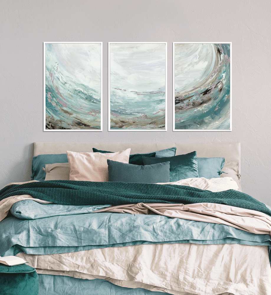 Rhythmic Waters Triptych – Ii By Tom Reeves - Framed Canvas