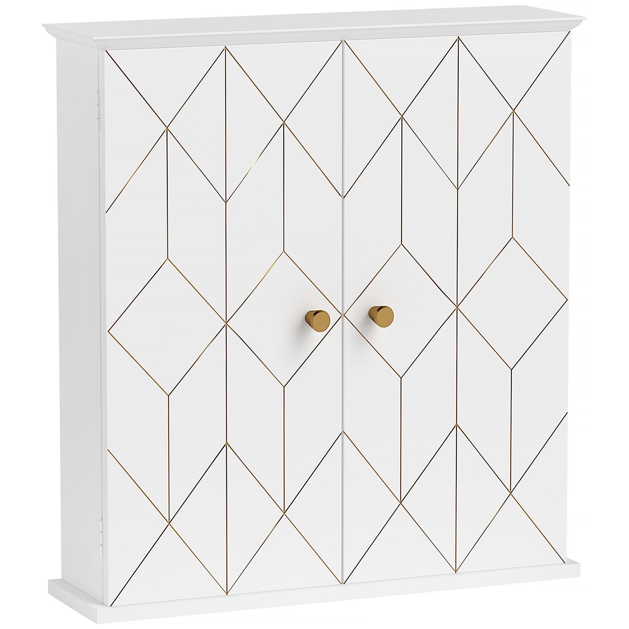 Homcom Bathroom Cabinet Wall Mounted, Bathroom Wall Cabinet Medicine Cabinet With 2 Doors, Adjustable Shelf, White