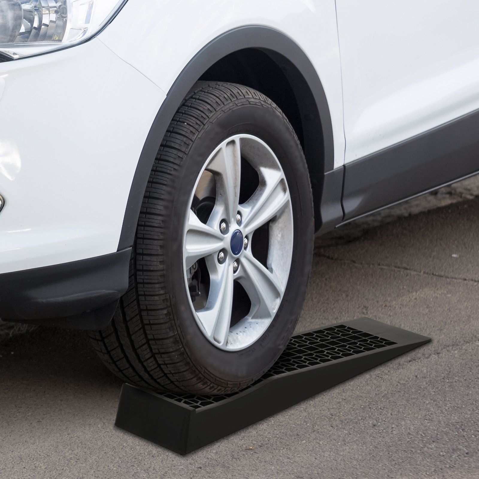 Homcom Pair Of 2 Low Entrance Plastic Curb Ramps Anti-slip Surface 3 Ton Capacity Garage Workshop Cars Suvs Small Vans