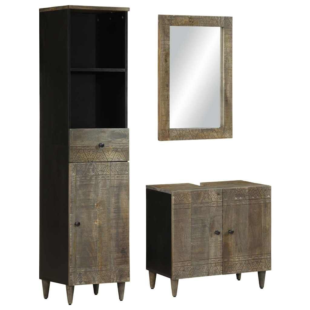 Vidaxl 3 Piece Bathroom Furniture Set Solid Wood Mango