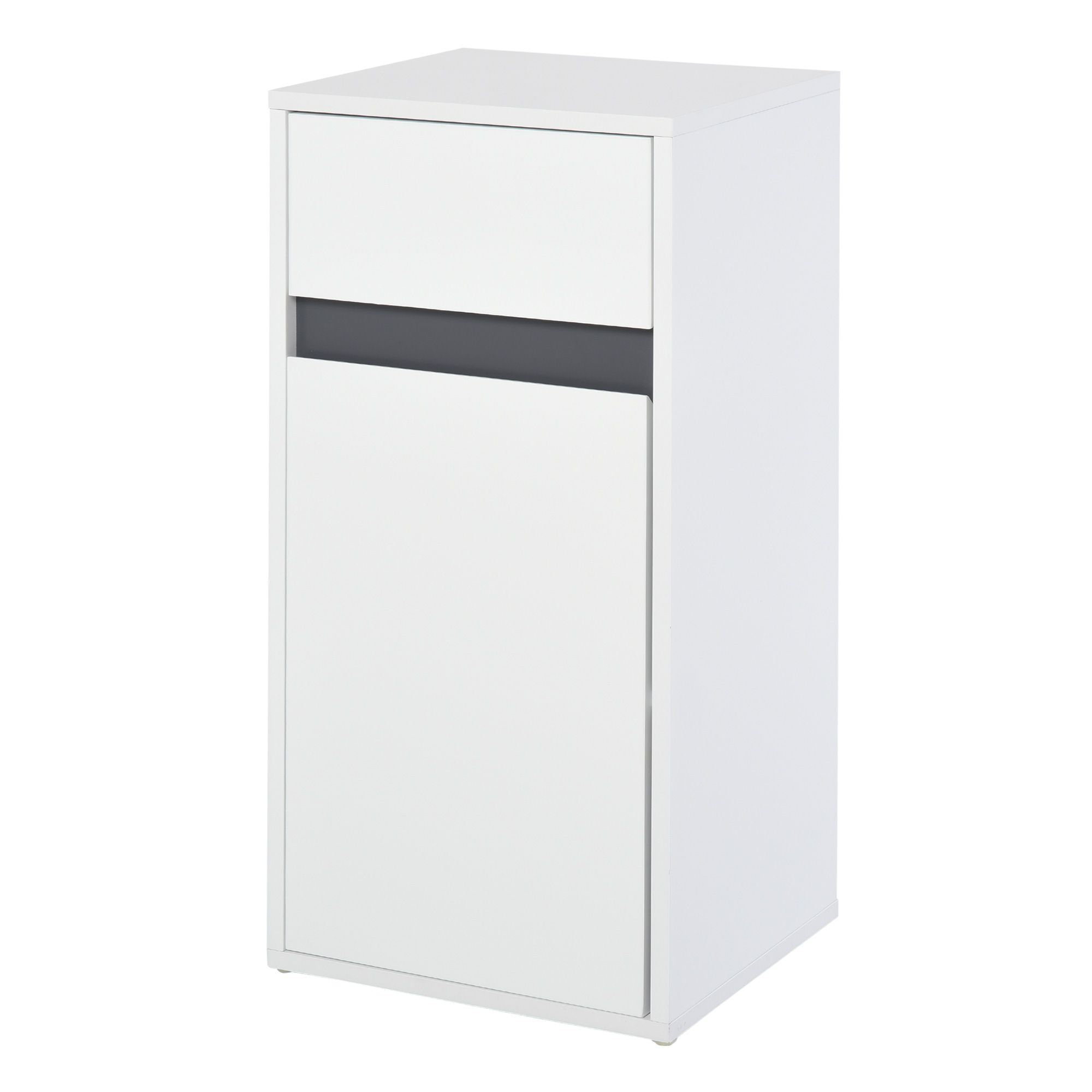Homcom Modern Minimalistic Bathroom Storage Cabinet W/ Drawer Cupboard Adjustable Shelf Door Home Organiser Sleek Beautiful Freestanding Compact White
