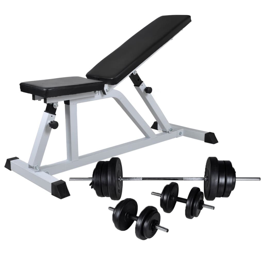 Vidaxl Workout Bench With Barbell And Dumbbell Set 60.5 Kg