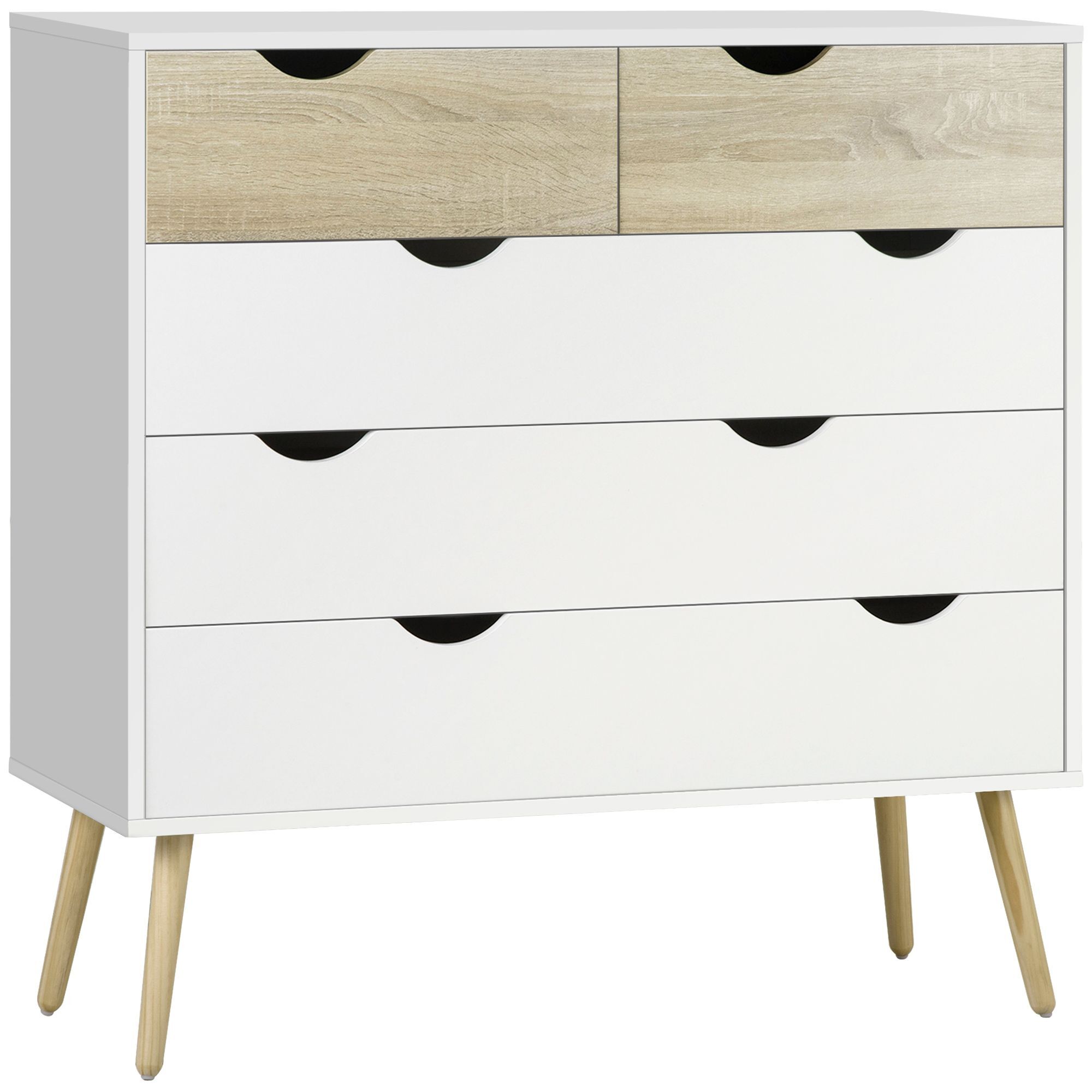 Homcom Chest Of Drawers, 5 Drawer Dresser, Storage Organizer Side Cabinet