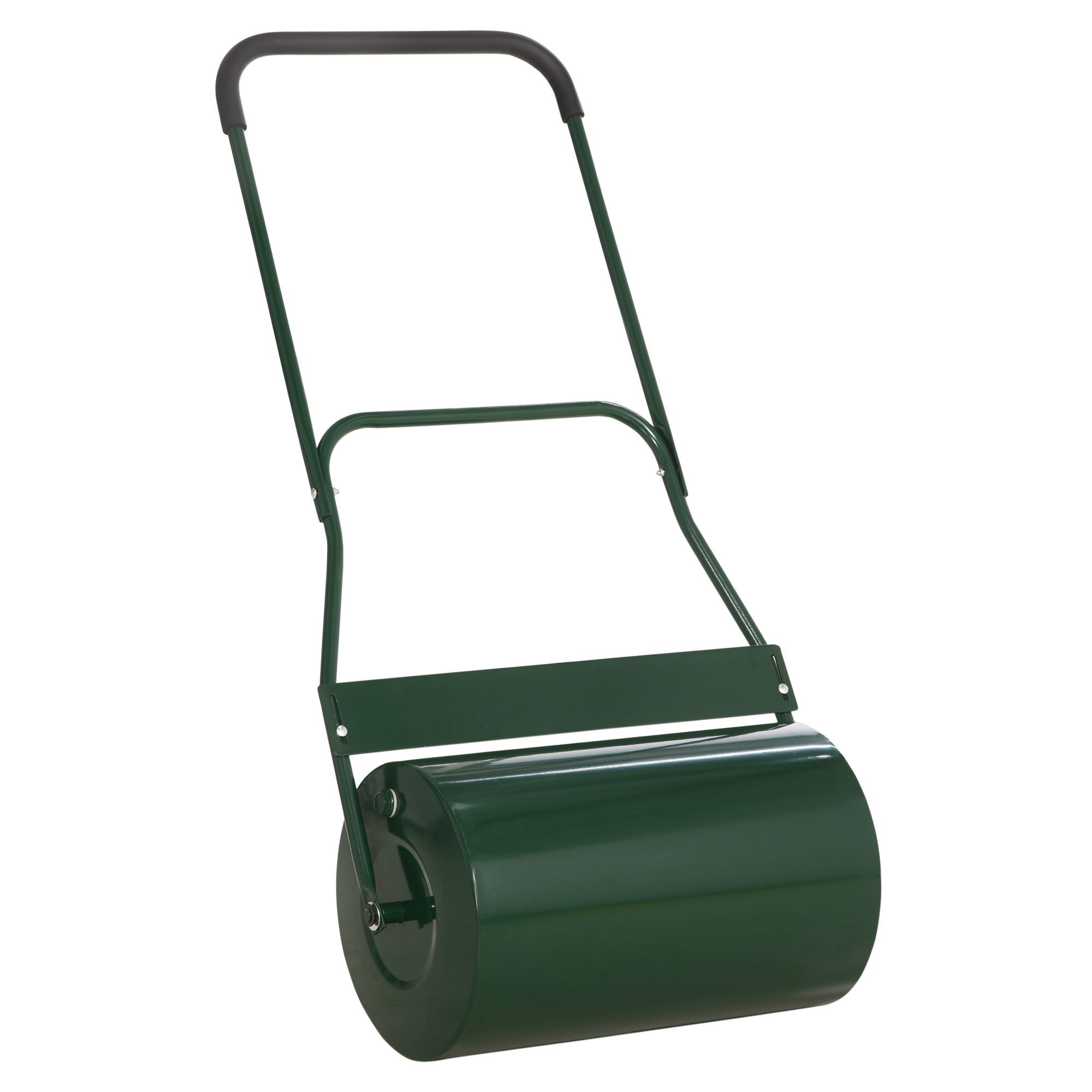 Outsunny 40l Lawn Roller Drum Scraper Bar Collapsible Handle Water Or Sand Filled Φ32cm Green