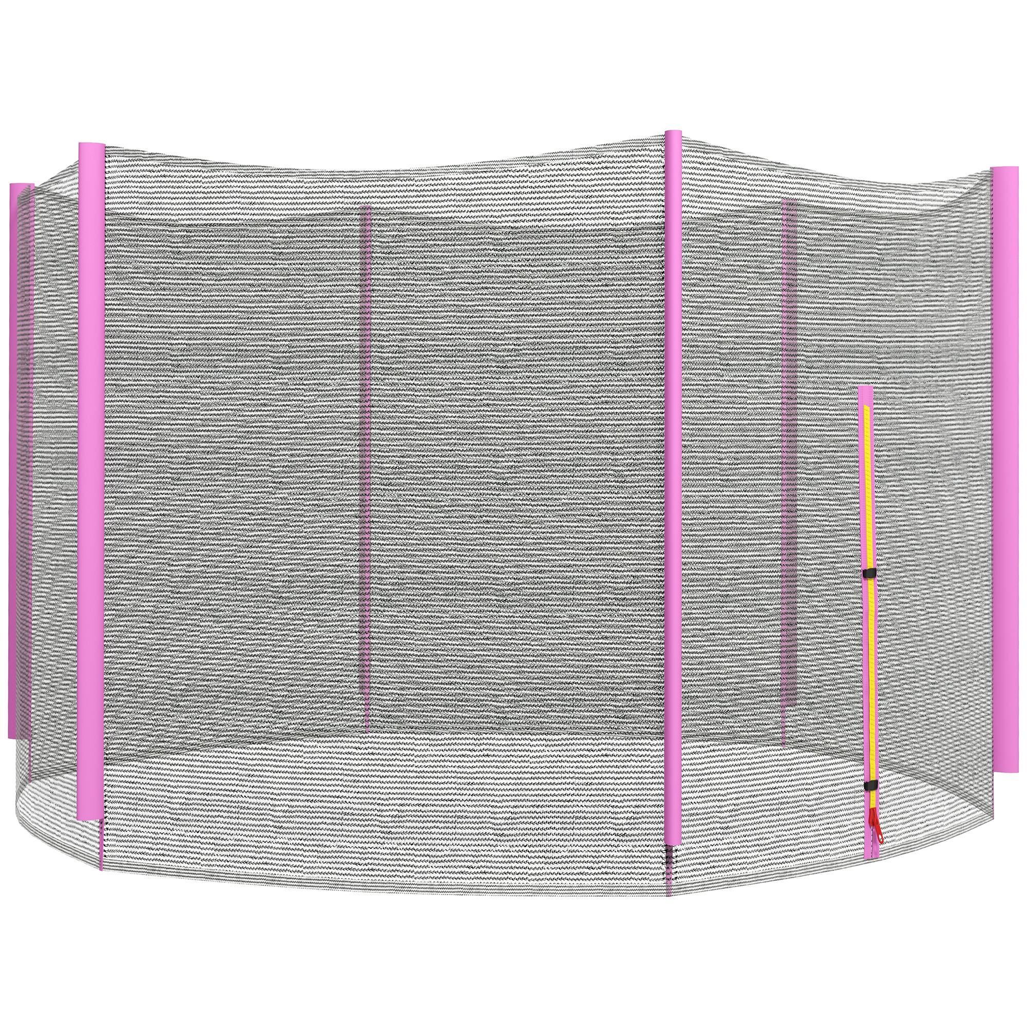 Sportnow 8ft Trampoline Net Replacement With 6 Plastic Pole Covers, Weather-resistant Trampoline Netting Replacement With Zipped Entrance, Poles Not Included, Pink