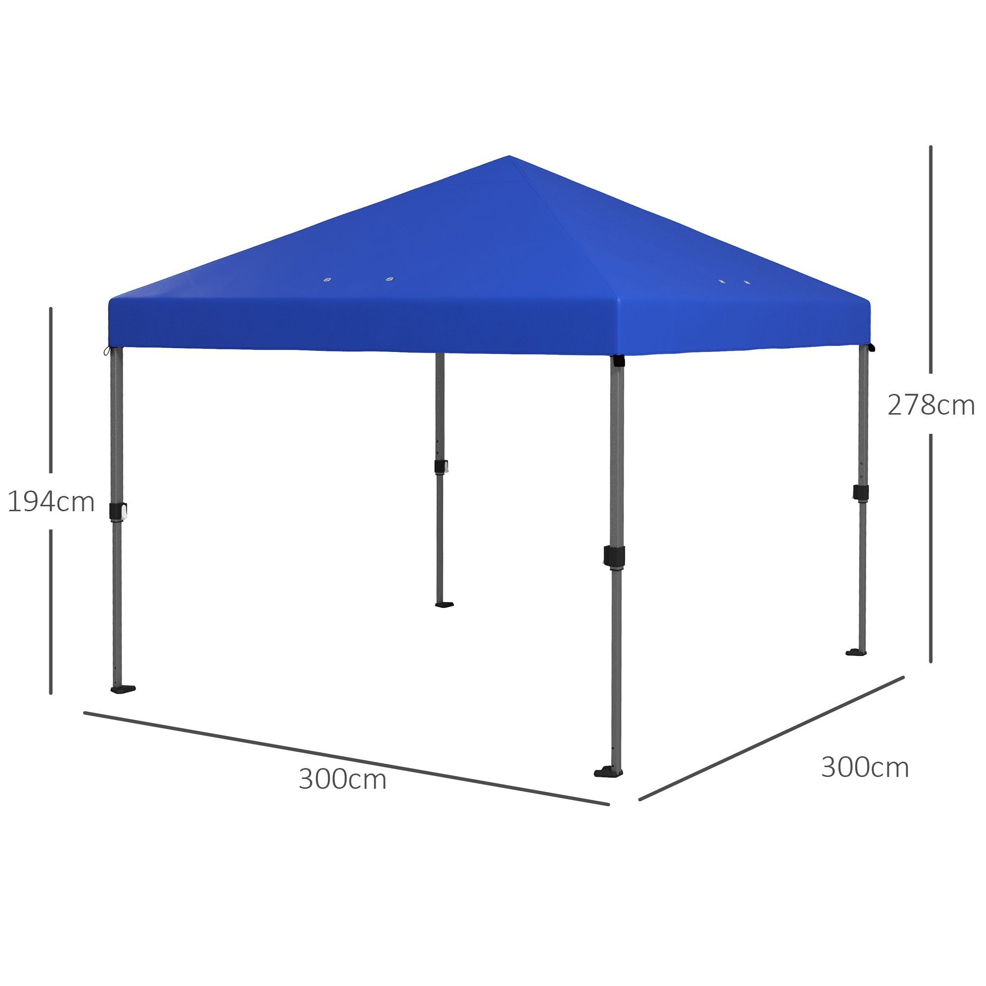 Outsunny 3 X 3(m) Pop Up Gazebo, Easy Up Marquee Party Tent With 1-button Push, Adjustable Straight Legs, Stakes, Ropes