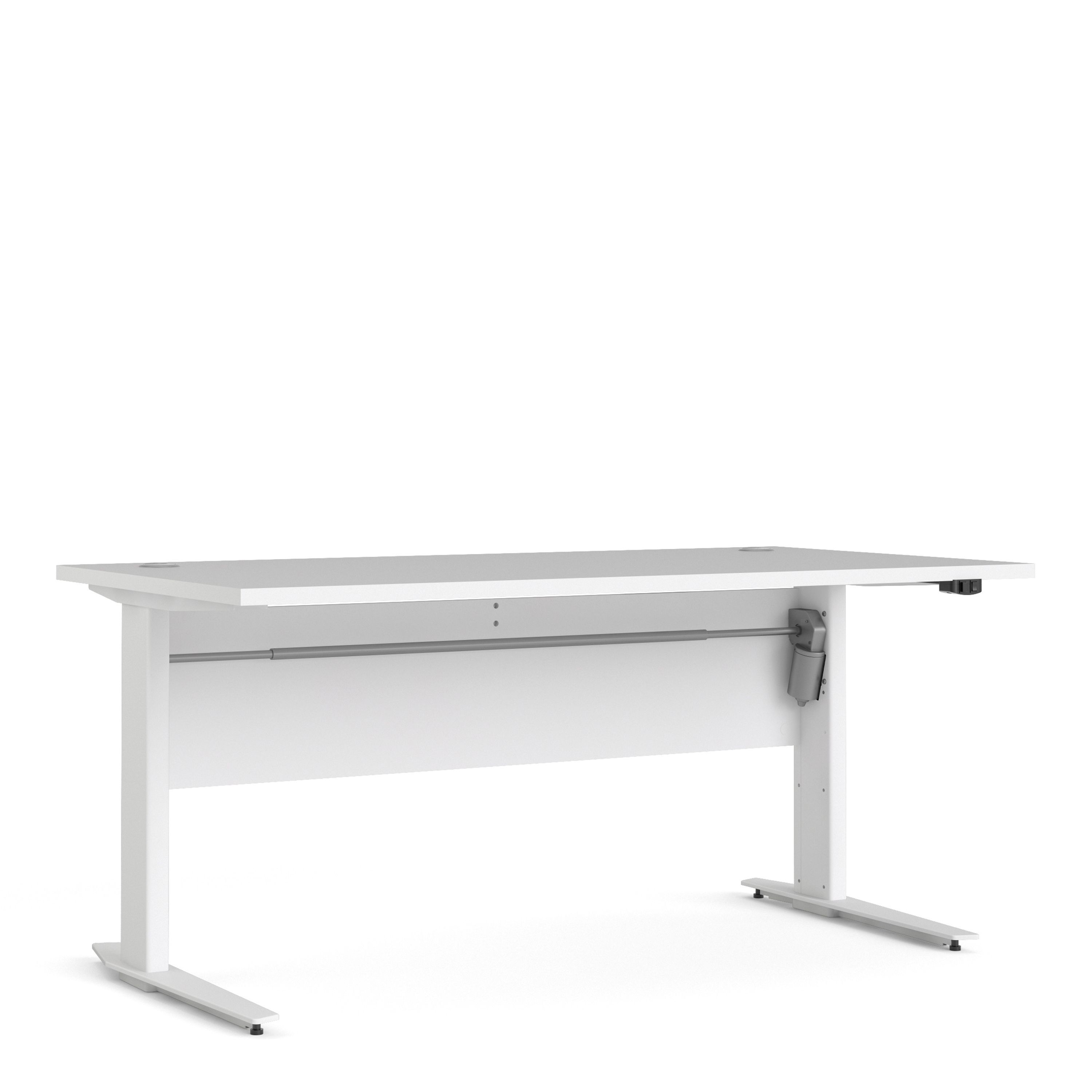 Prima Desk 150 Cm In White With Height Adjustable Legs With Electric Control In White