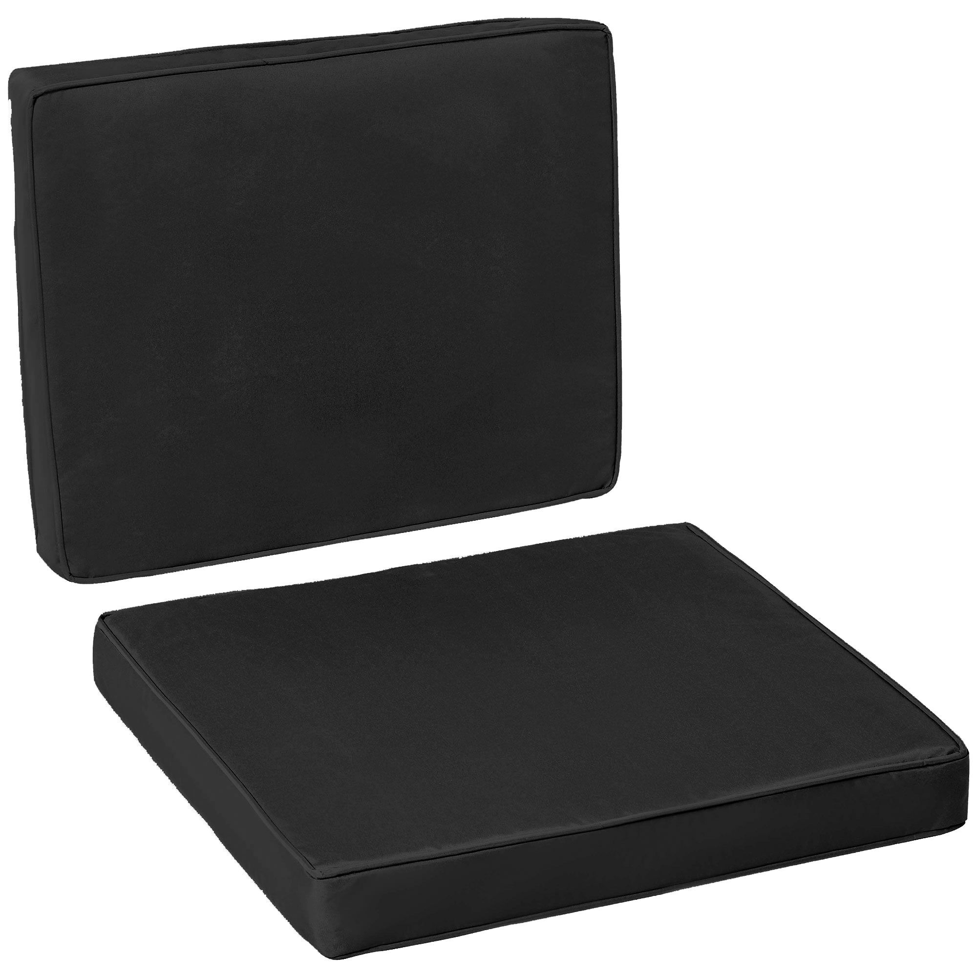 Outsunny 2 Piece Cushion 1 Seat Cushion 1 Back Pad For Rattan Sofa Chair, Black