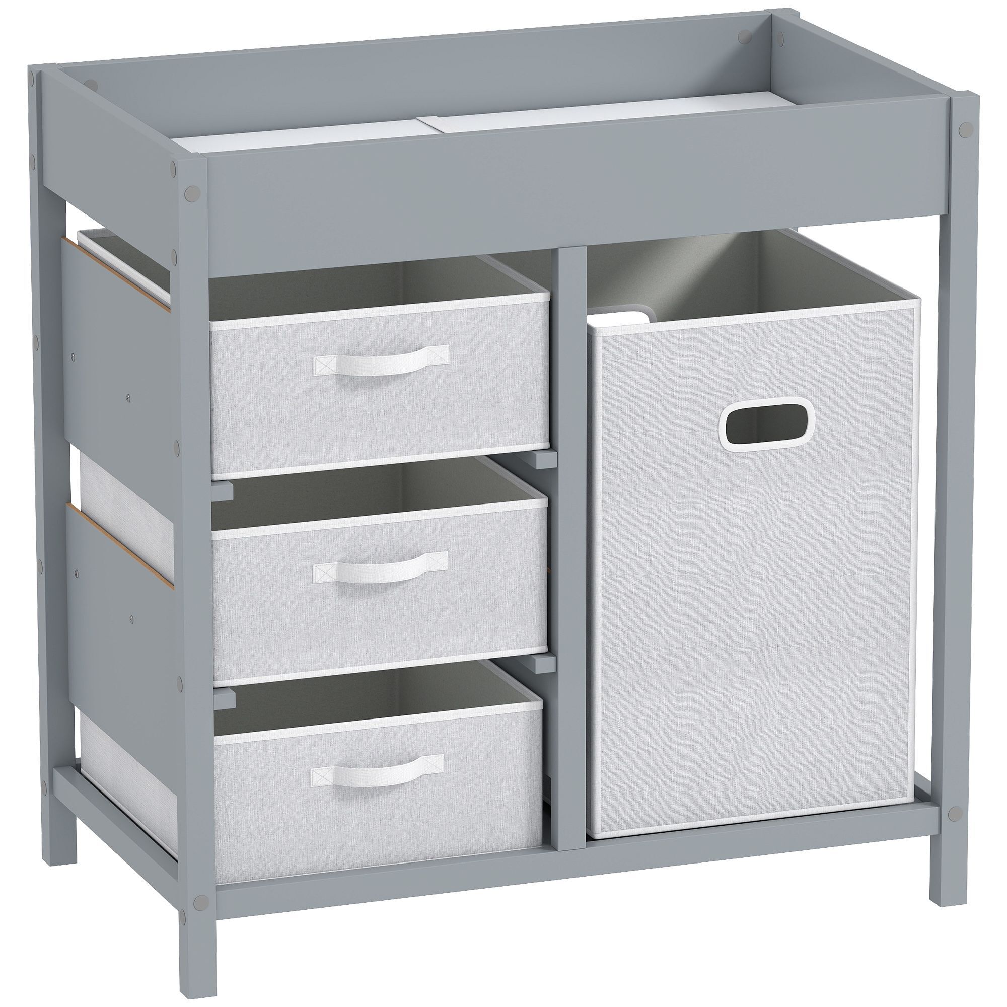 Aiyaplay Baby Changing Unit With 4 Storage Drawers, Mat For Bedroom Nursery, 84 X 84.5 Cm, Grey