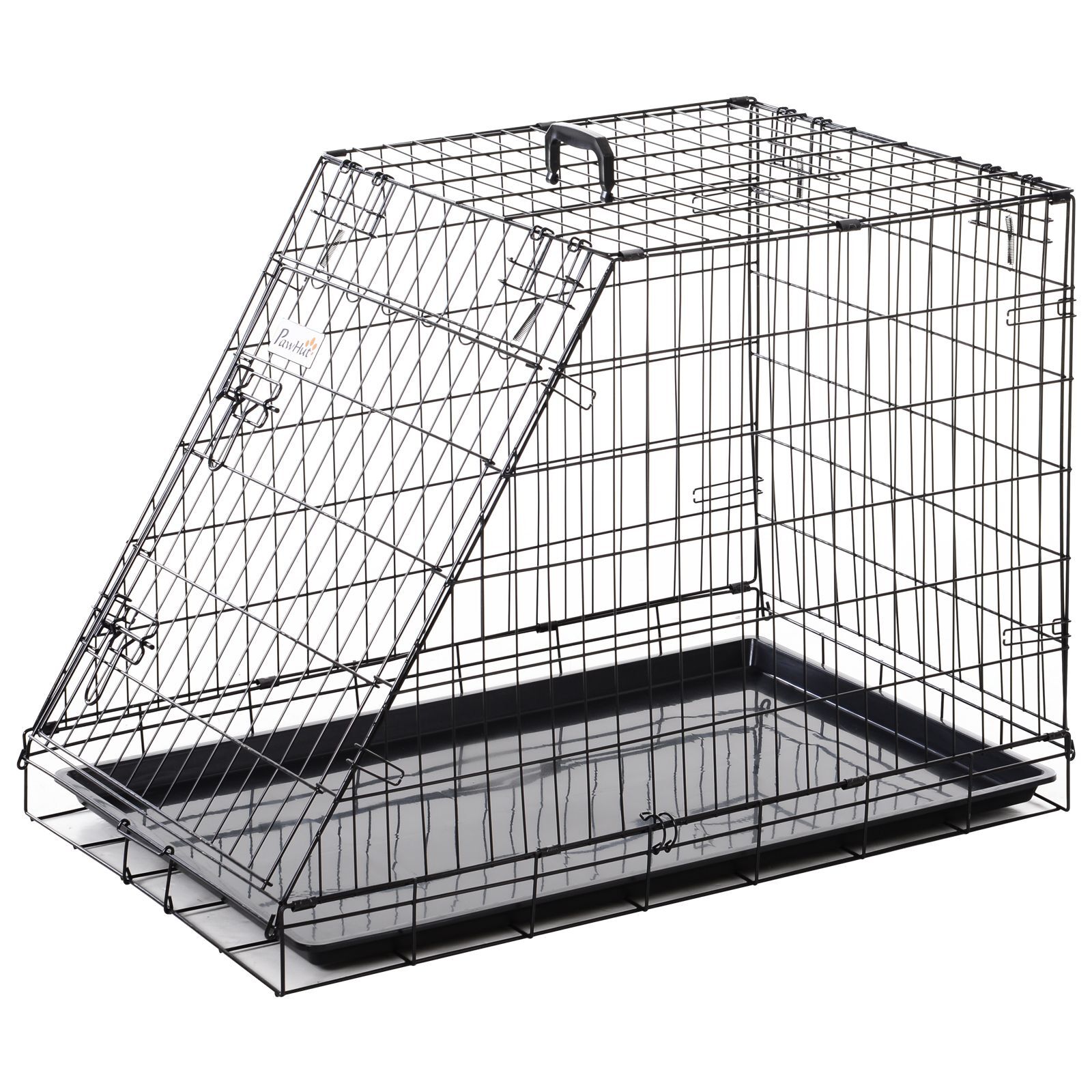 Pawhut Trapeze Collapsible Dog Pet Travel Box Cage Removable Tray 93 X 58 X 65cm