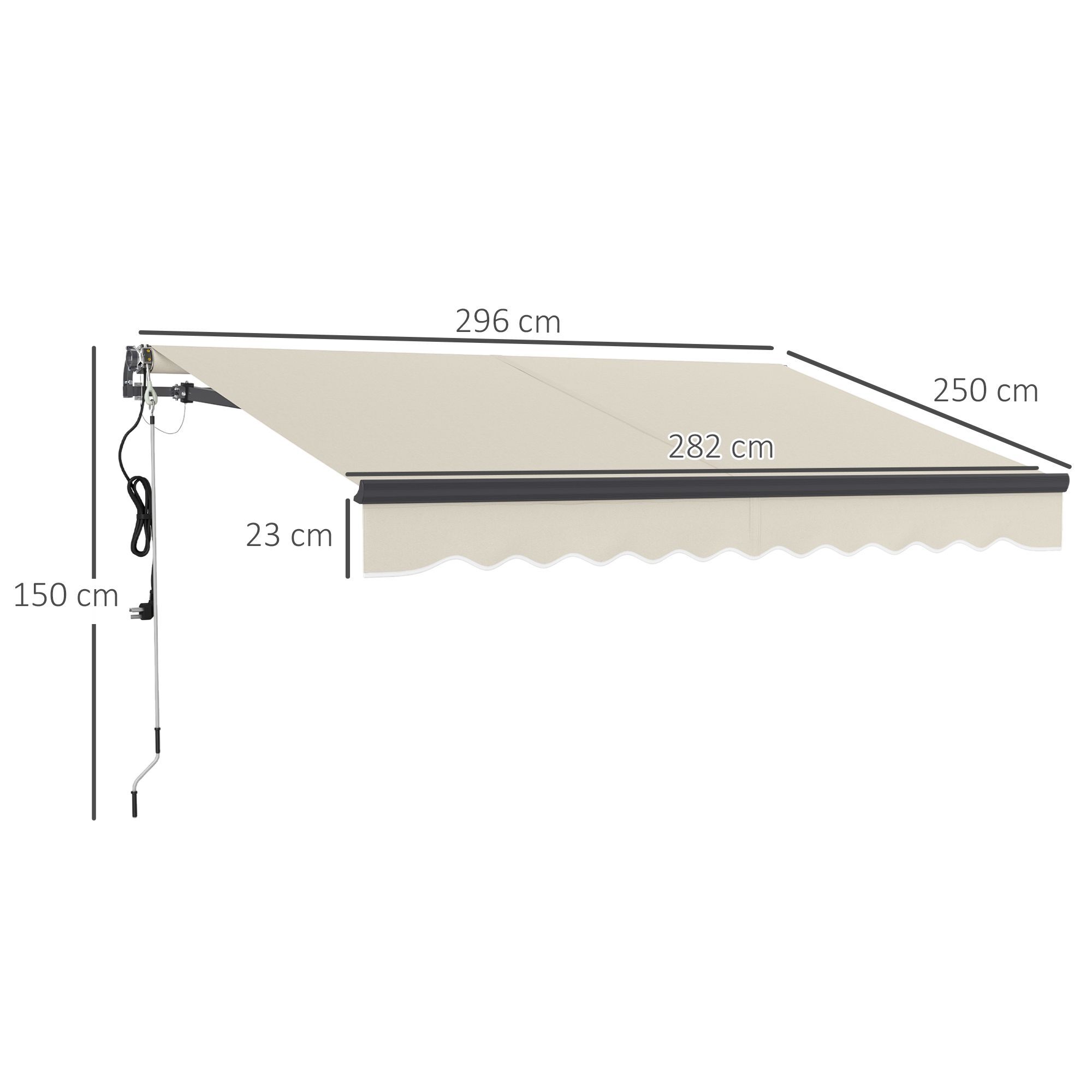 Outsunny 2.5 X 3m Electric/manual Awning, With Remote - Beige