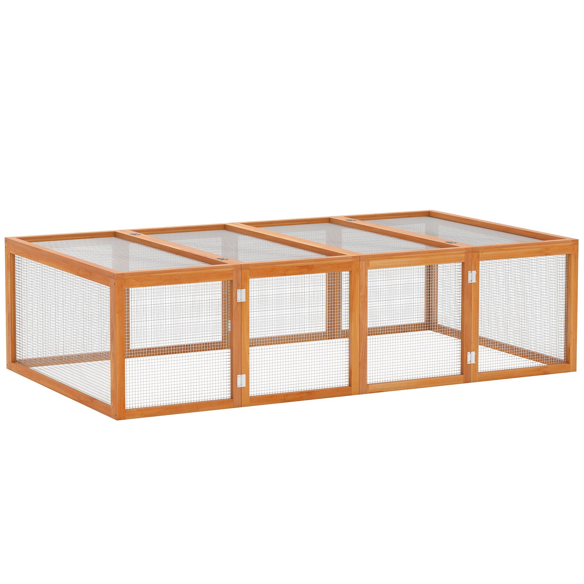 Pawhut Wooden Rabbit Hutch Outdoor, Guinea Pig Hutch, Bunny Cage With Wire Mesh Safety Rabbit Run And Play Space 181 X 100 X 48 Cm