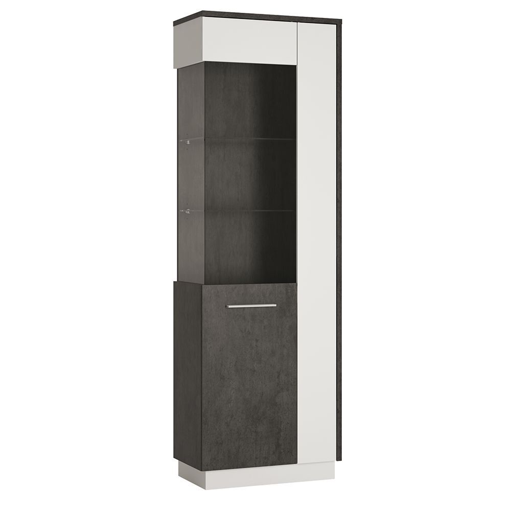 Zingaro Tall Glazed Display Cabinet (lh) In Grey And White