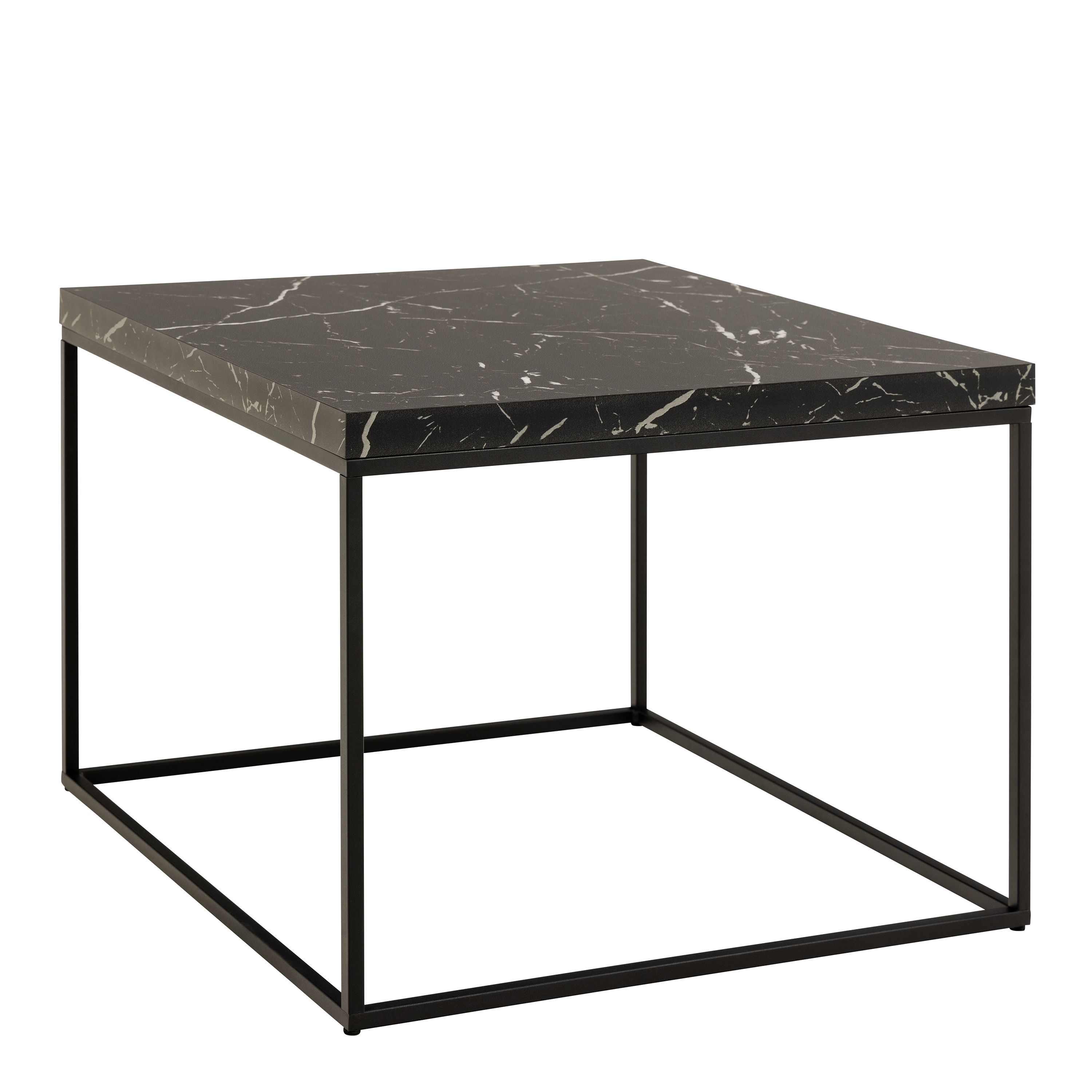 Barossa Coffee Table With Black Marble Effect Top & Black Steel Base 60cm