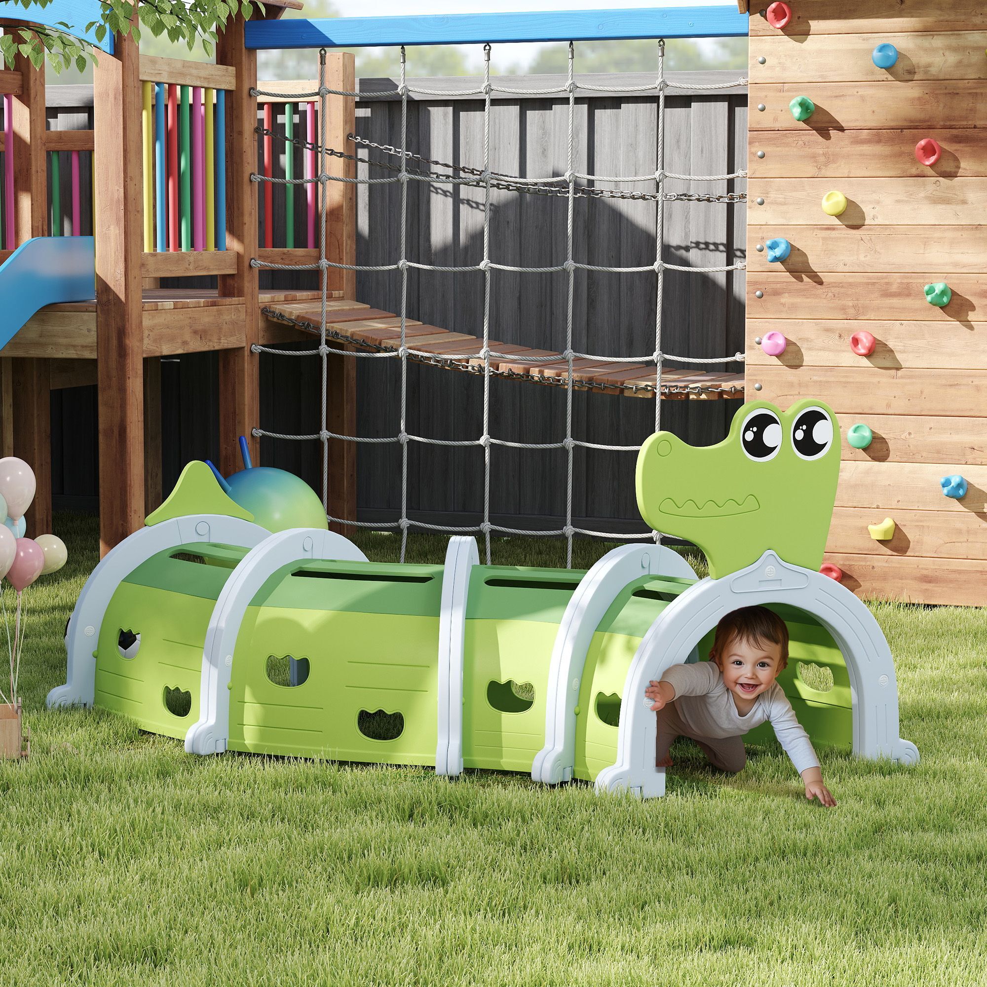 Aiyaplay Crocodile Design Kids Play Tunnel For Ages 3-6 Crawl And Climb