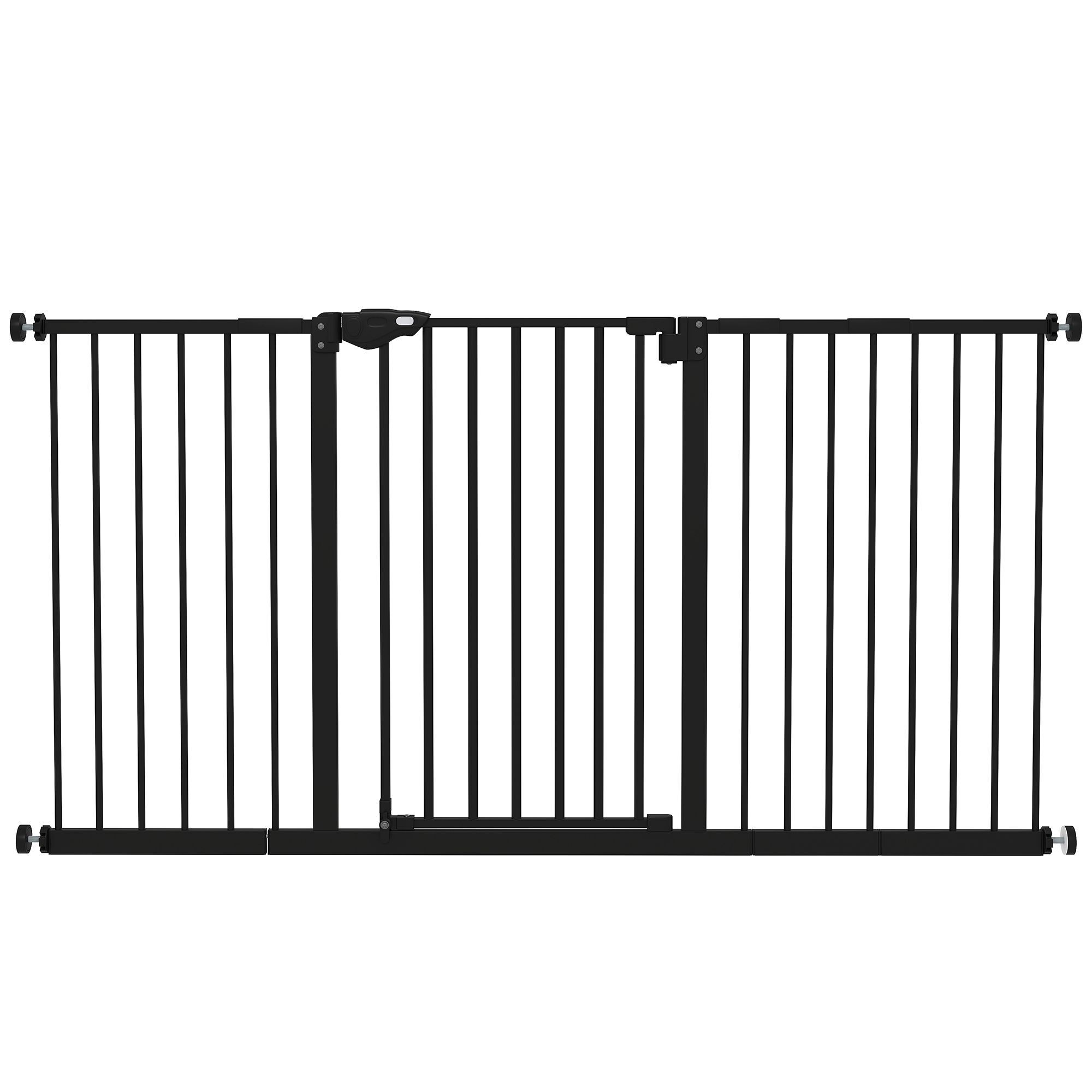 Pawhut Retractable Pet Safety Gate Dog Barrier Home Doorway Corridors Room Divider Stair With 3 Extensions And Adjustable Screws Black 76.2 X 152.3 Cm